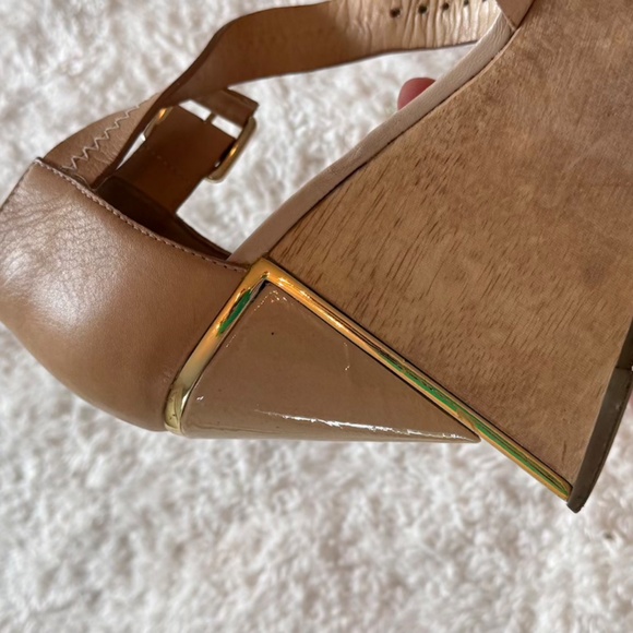 DIANE von FURSTENBERG ALARA Natural Leather Designer Platform Sandal Size 8 - Picture 6 of 15